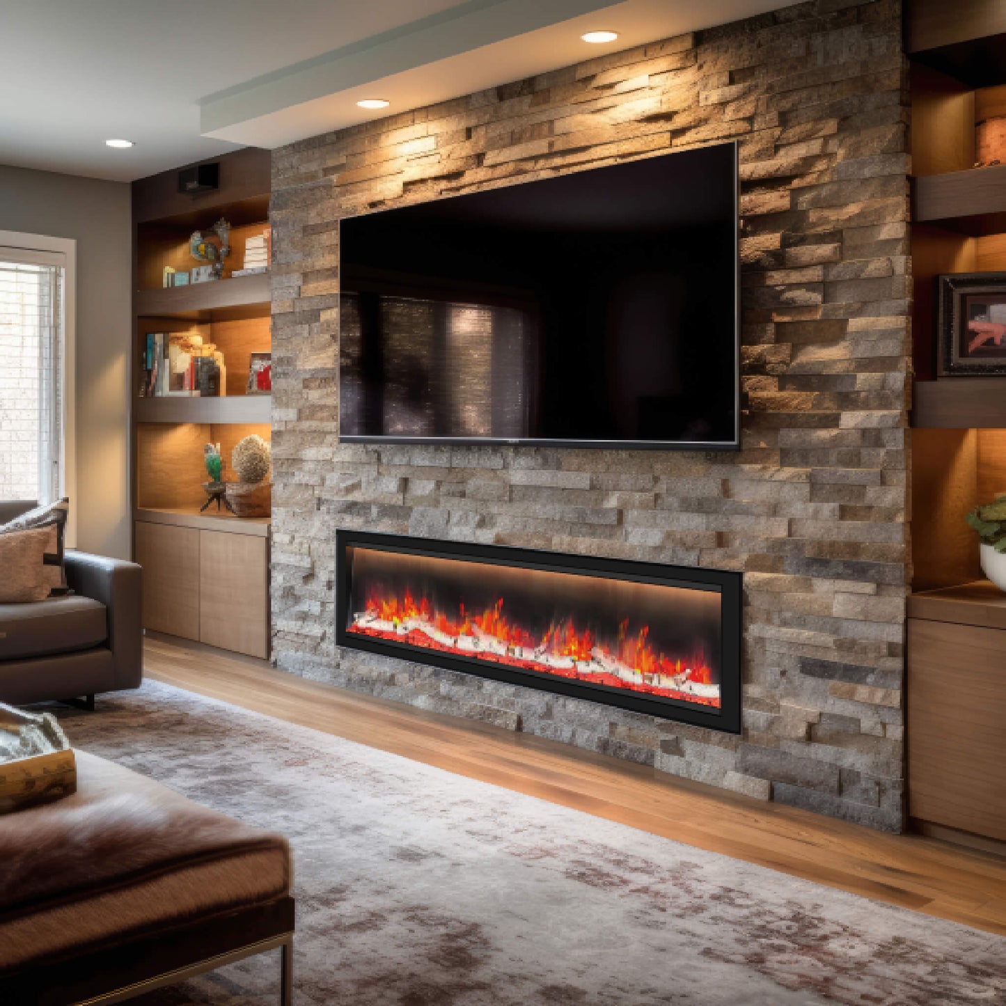Dynasty Allegro 76-Inch Black Smart Linear Electric Fireplace [DY-BFM76] (SAK56392)