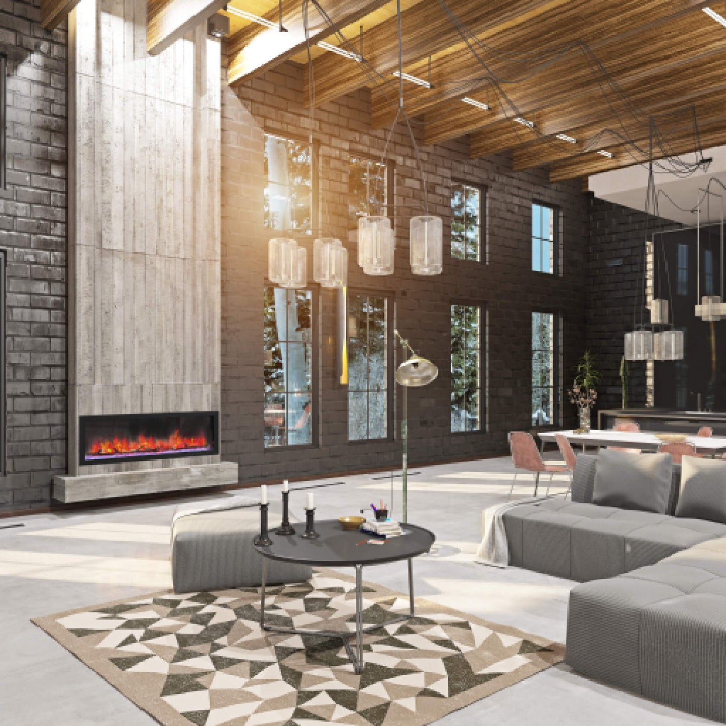 Dynasty Cascade 52-Inch Recessed Smart Linear Electric Fireplace With Dynasty App [DY-BTX52] (SAK73485)