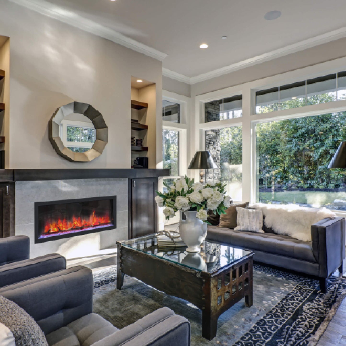 Dynasty Cascade 52-Inch Recessed Smart Linear Electric Fireplace With Dynasty App [DY-BTX52] (SAK73485)