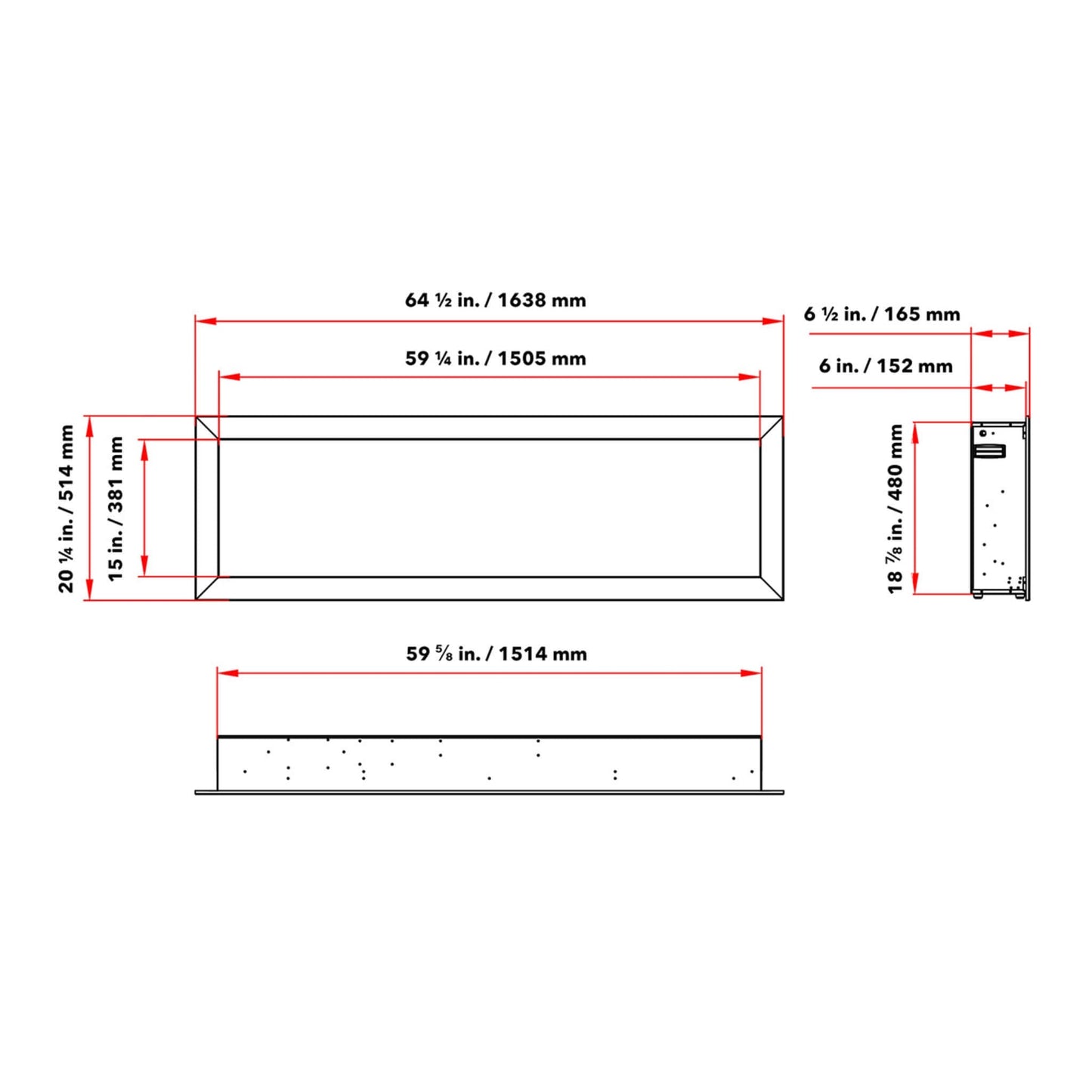Dynasty Cascade 64-Inch Smart Linear Electric Fireplace With Front Facing Heater [DY-BTX64] (SAK15932)