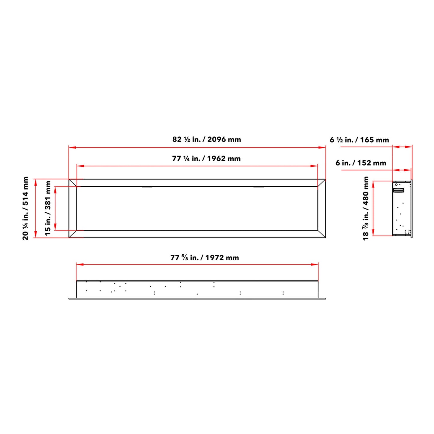 Dynasty Cascade 82-Inch Recessed Linear Electric Fireplace [DY-BTX82] (SAK30567)