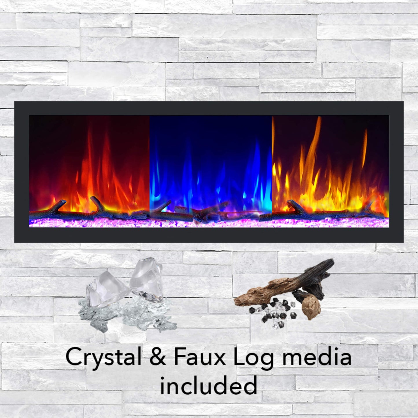 Dynasty Cascade 82-Inch Recessed Linear Electric Fireplace [DY-BTX82] (SAK30567)