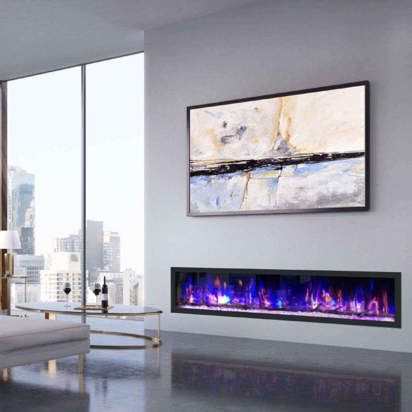 Dynasty Cascade 82-Inch Recessed Linear Electric Fireplace [DY-BTX82] (SAK30567)