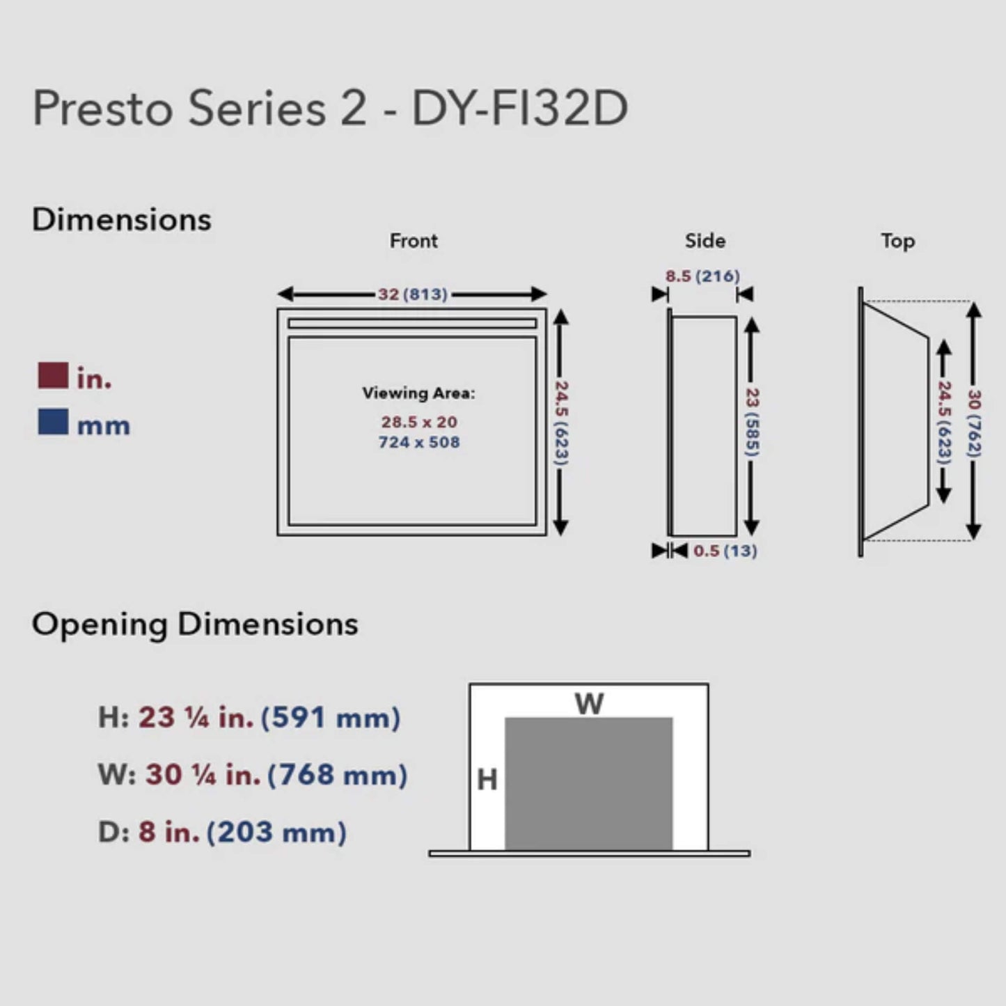 Dynasty Presto 32-Inch Vent Free Electric Firebox Insert With Multifnction Remote Control [DY-FI32D] (SAK54792)