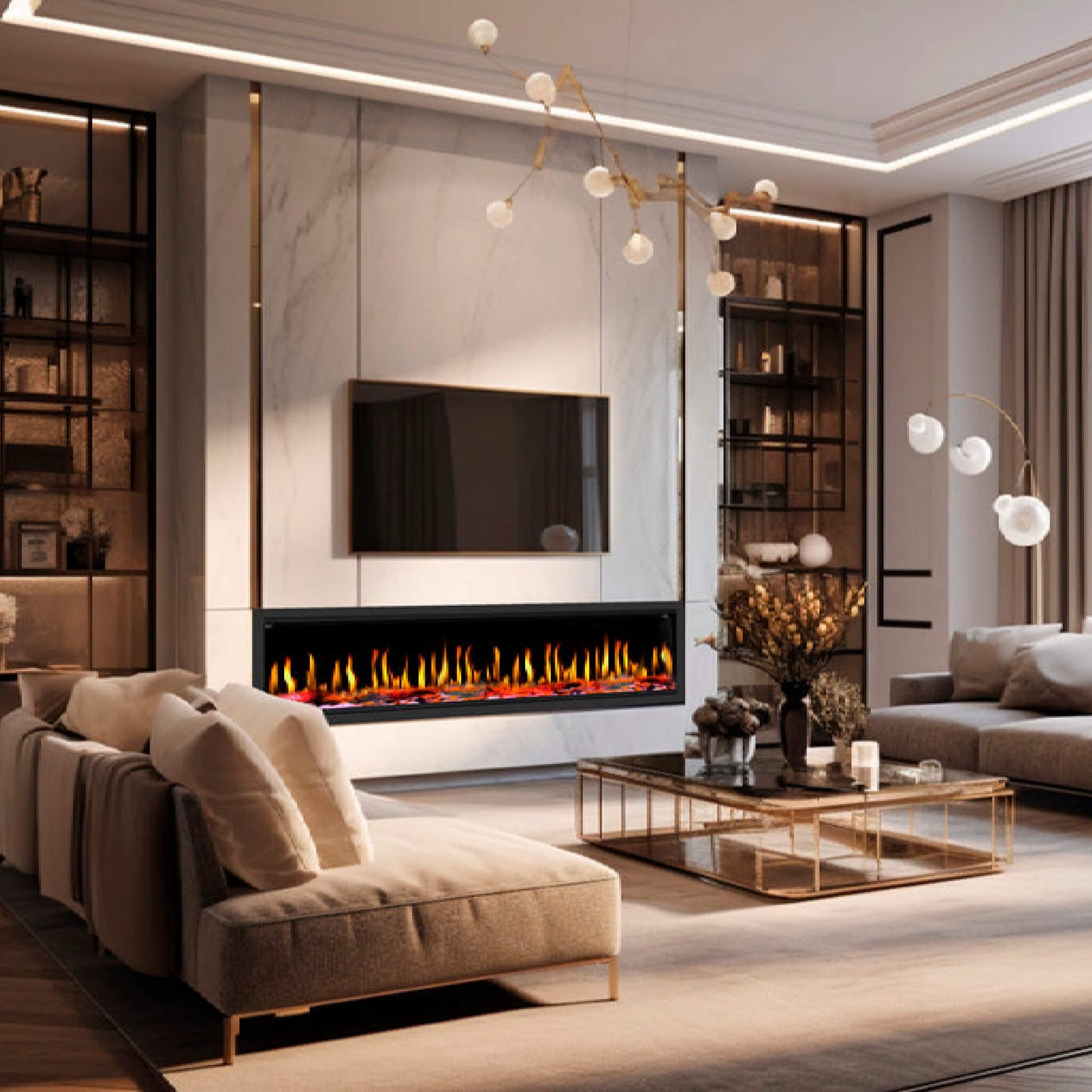 Dynasty Tempo 76-Inch Virtual Linear Electric Fireplace [DY-FVX76] (SAK84710)