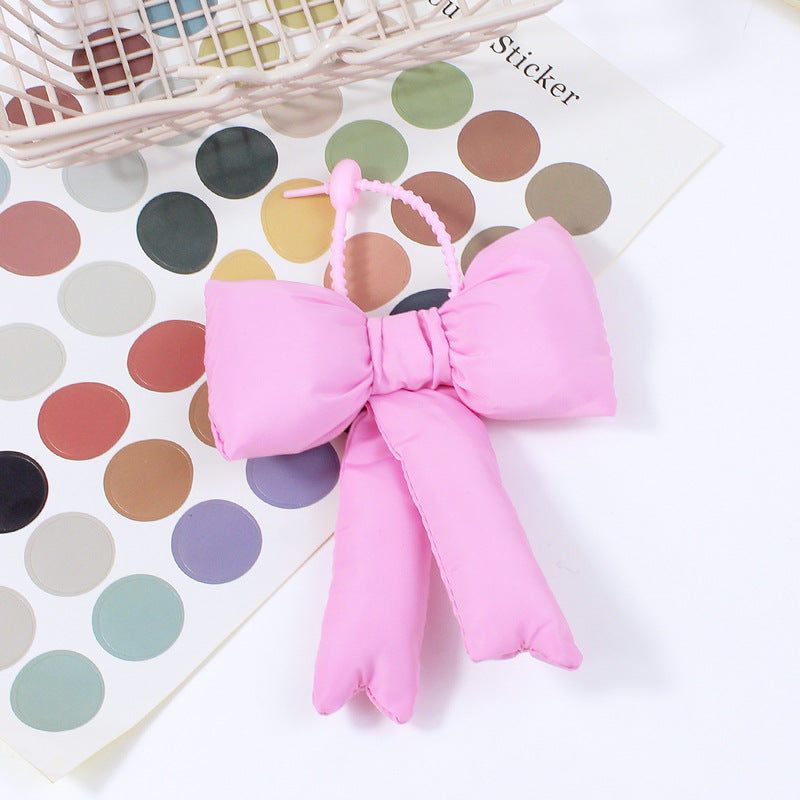 Fabric Plaid Bowknot Bag Pendant Accessory