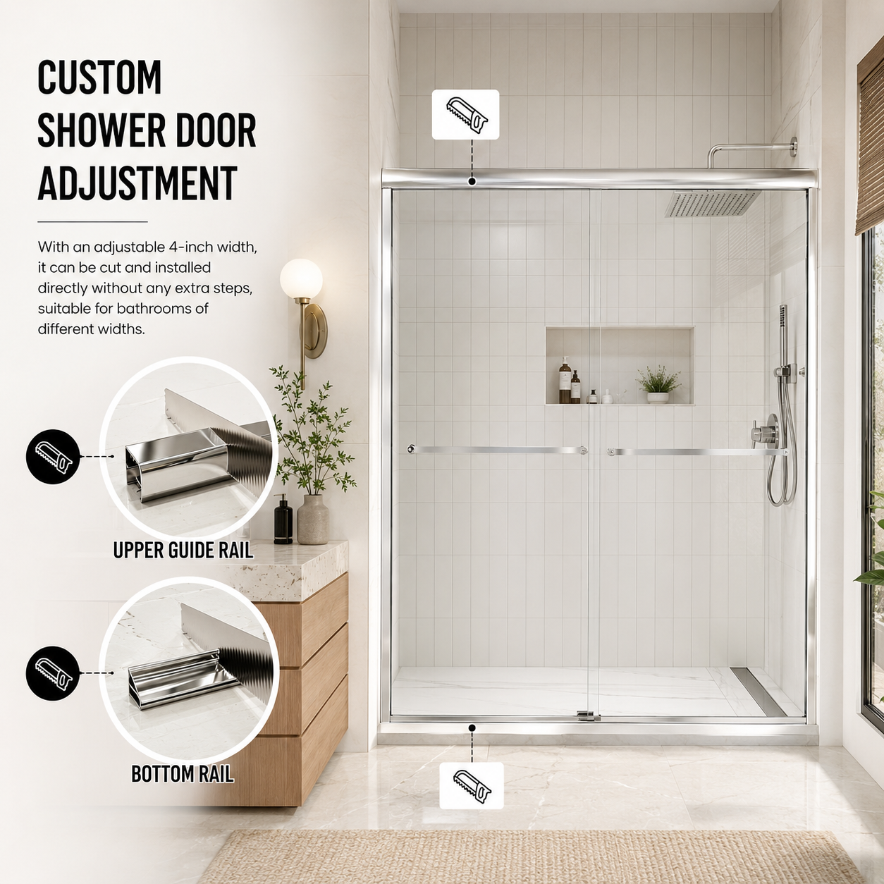 50-54" W x 72" H Framed Double Sliding Shower Door
