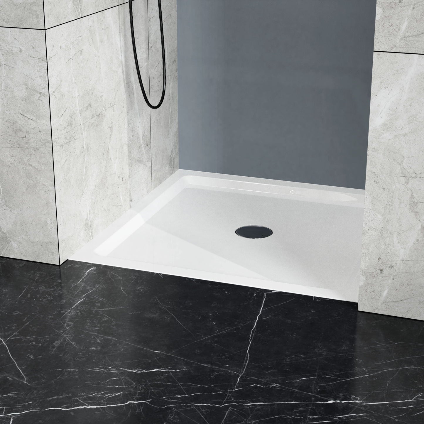 Goodyo - Centered Drain Shower With 3-Side Tile Flanges - White