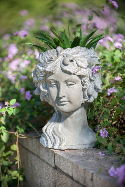 Cement Bust Wall Planter Indoor Outdoor Home Garden Decor, 8 - Gray
