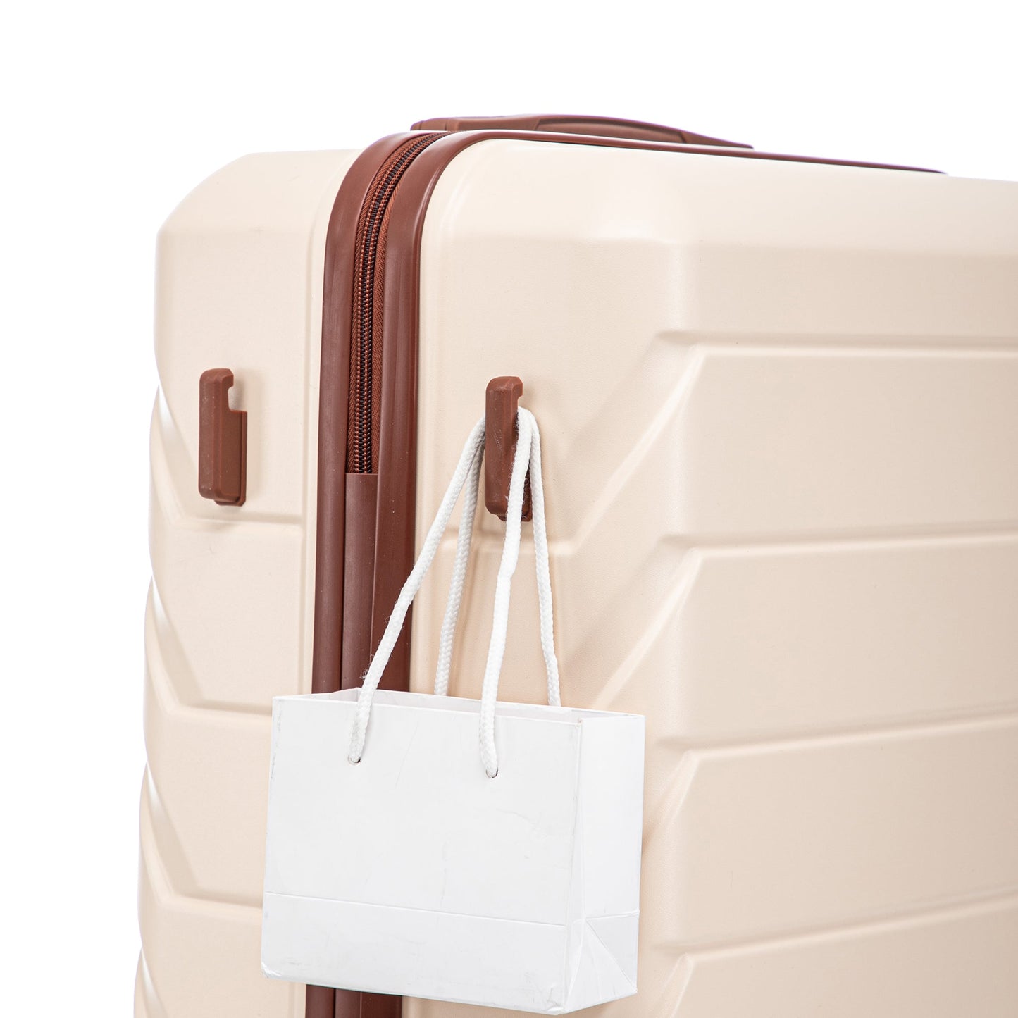3-Piece ABS Spinner Wheel Luggage Set 20"/24"/28" Beige