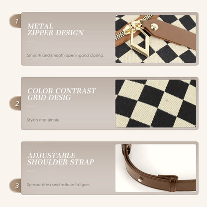 Small Crossbody Versatile Checkerboard Chest Bag – Fashion Plaid Waist Bag, Stylish Messenger Bag & Fanny Pack for Everyday Use