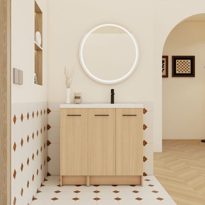 Wall Mounted Floating Bathroom Vanity With Sink, 3 Door Modular Cabinet