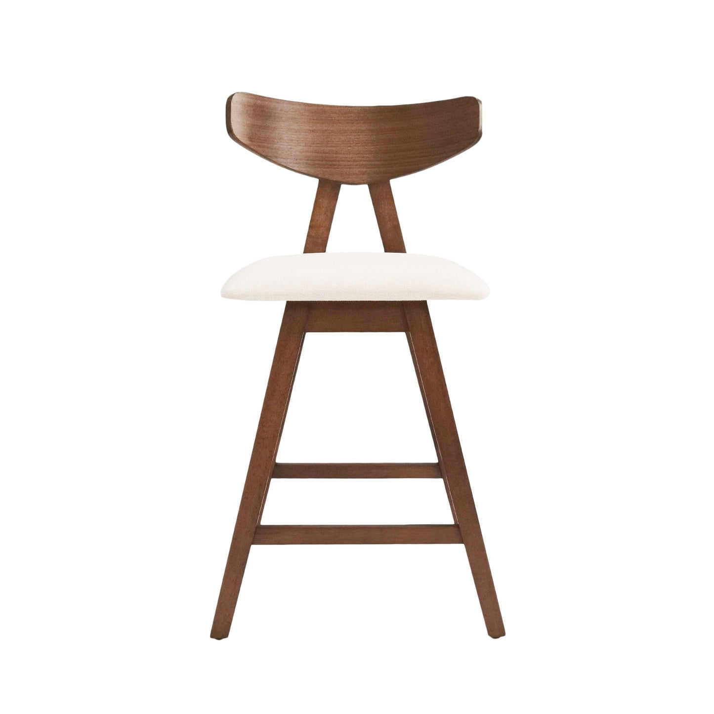 Mid Century Modern Counter Stool With V Shape Frame And Upholstered Seating
