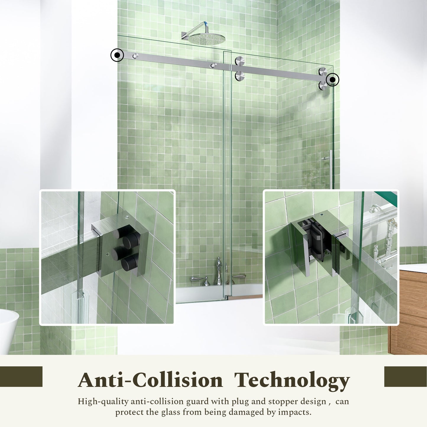 56-60"W x 60"H Frameless Sliding Tub Shower Door Enclosure
