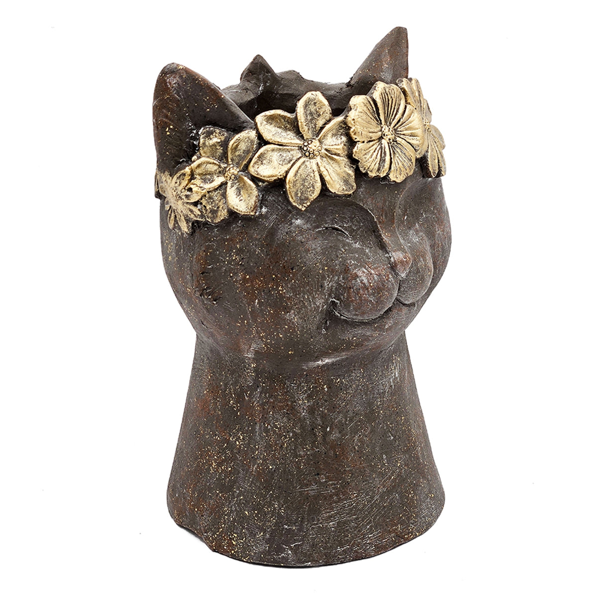 8.5x7.7x12.4" Magnesium Cat Statue Planter with Textured Finish
