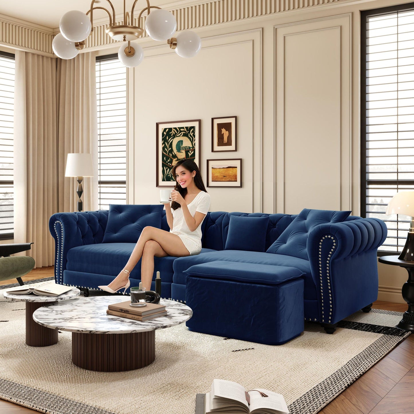 3 In 1 Pull Out Convertible Sleeper Sofa Bed, King Size, Chaise Lounge