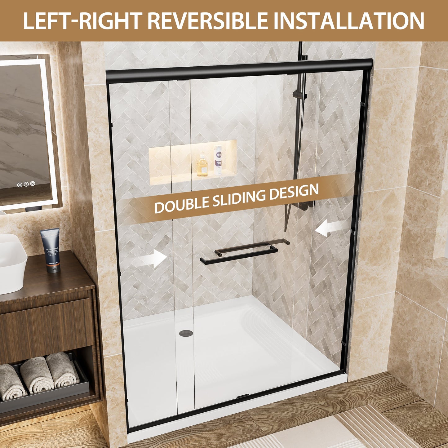 56"-60" W x 72" H Matte Shower Door