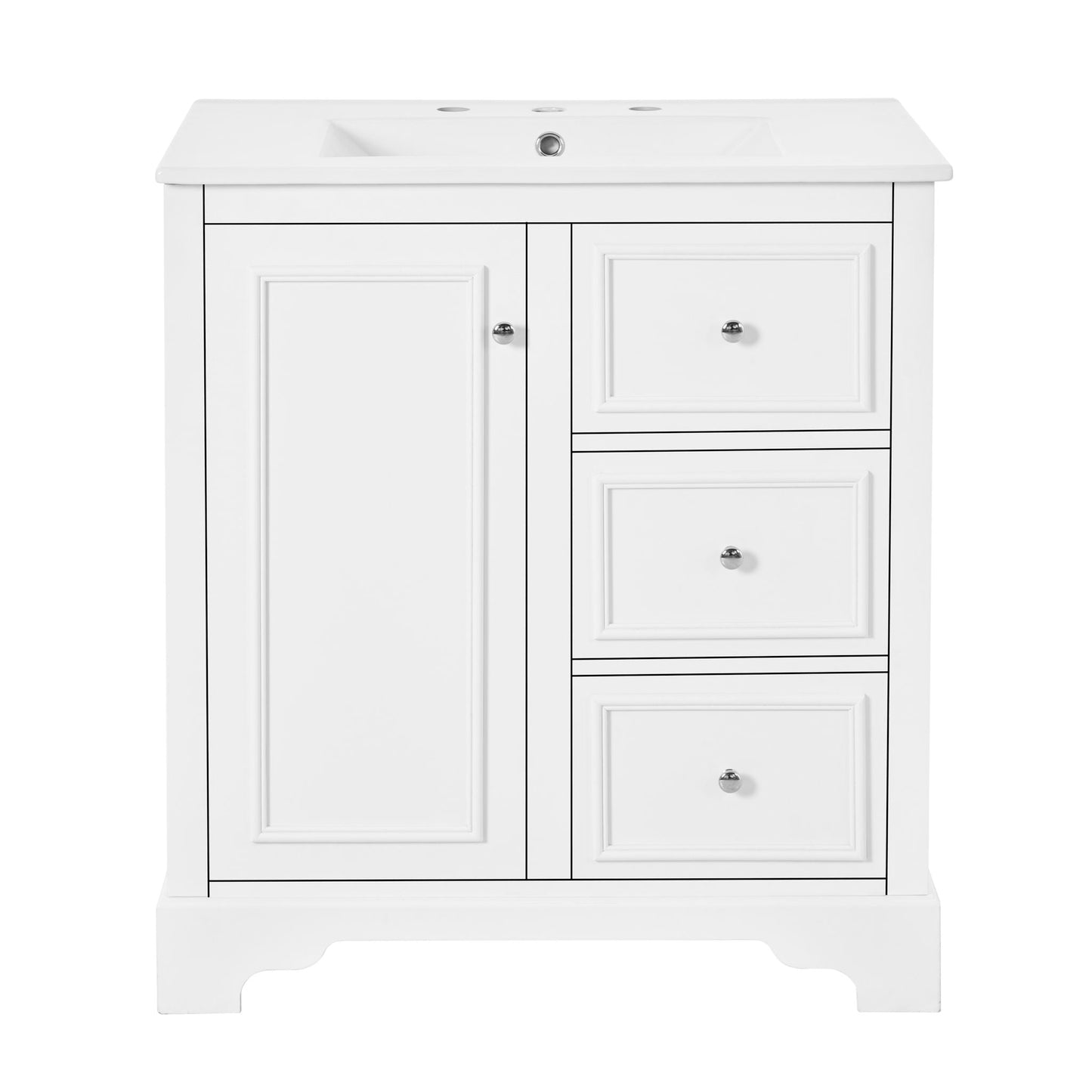 Bathroom Vanity With Sink, Modern Elegant Bathroom Storage Cabinet With 3 Drawers And Adjustable Shelves, Freestanding Vanity Set With Mirror Cabinet, Single Sink Bathroom Vanity