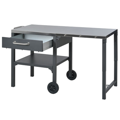 Foldable Outdoor Kitchen Cart With Storage For Patio