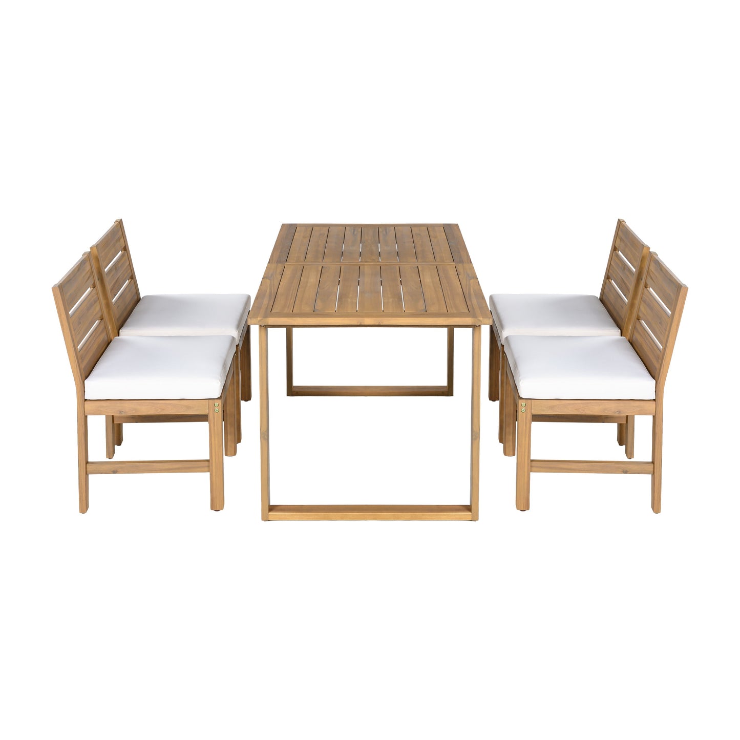 U_STYLE Farmhouse 5-Piece Outdoor Patio Dining Set with Adjustable Legs