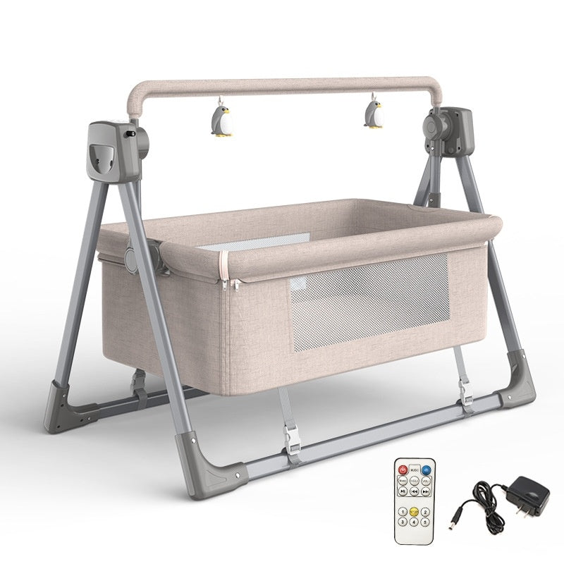 SmartBaby Multi-function Intelligent Electric Cradle – Pink | Bluetooth Music, Remote Control & Automatic Rocking Motion