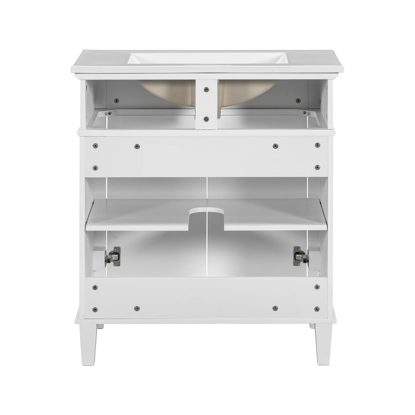 Bathroom Vanity With Ceramic Basin, Soft Close Door And Adjustable Shelves