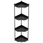 4 Tier Corner Shower Caddy Floor Standing Corner Shelf Carbon Steel Bathroom Storage Rack Organizer Stand with 4 Hooks for Bathroom Bathtub
