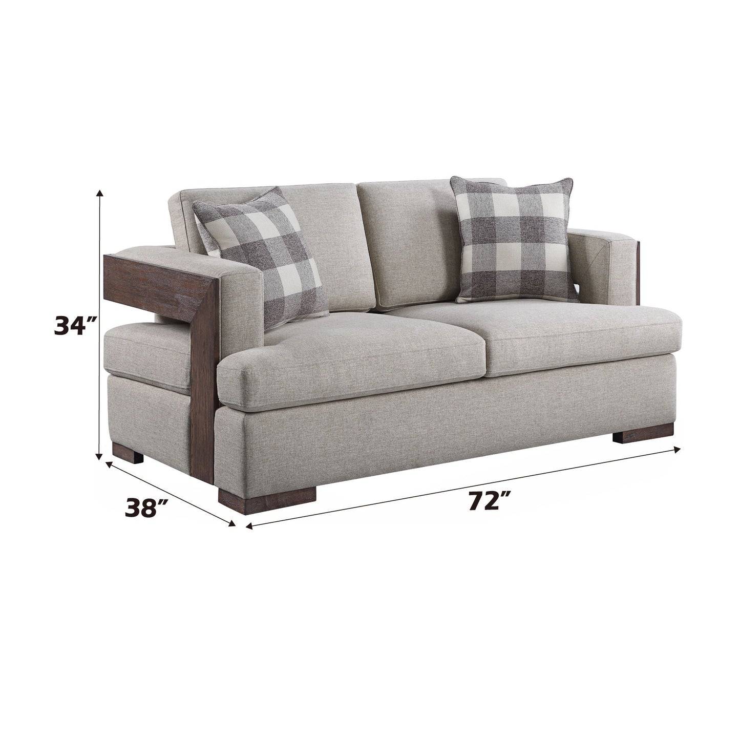 Niamey Loveseat With 2 Toss Pillows - Walnut