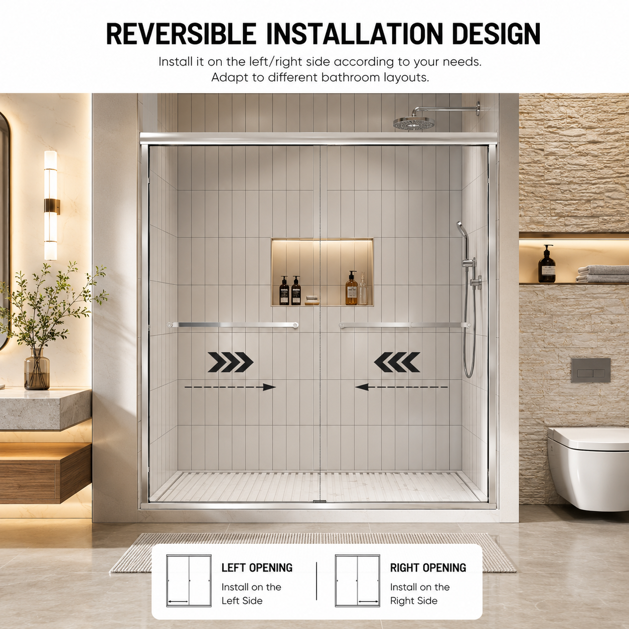 50-54" W x 72" H Framed Double Sliding Shower Door