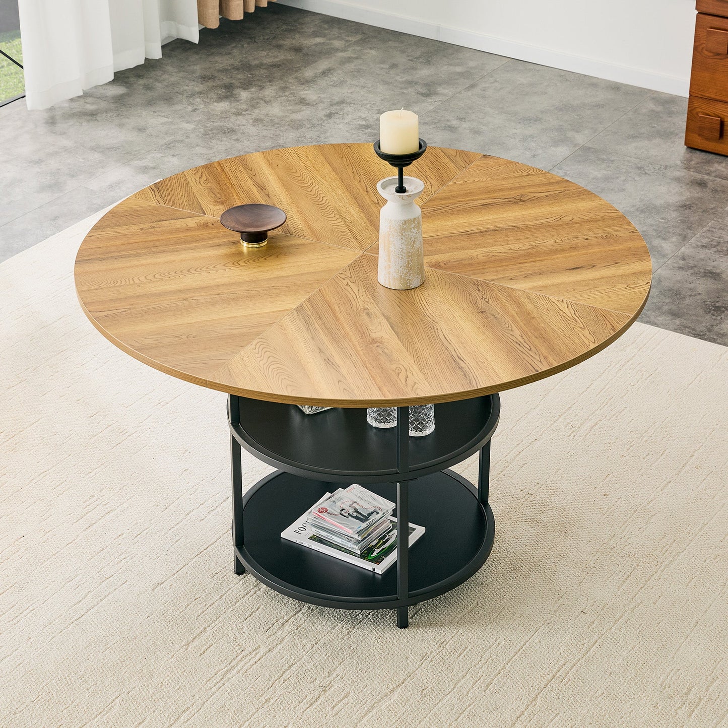 47.3-Inch Diameter Modern Splicing Circular Dining Table
