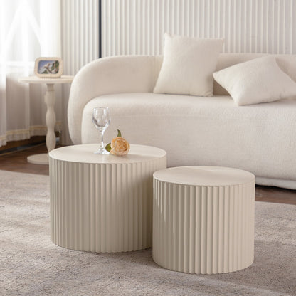Round Wood Coffee Table for Living Room