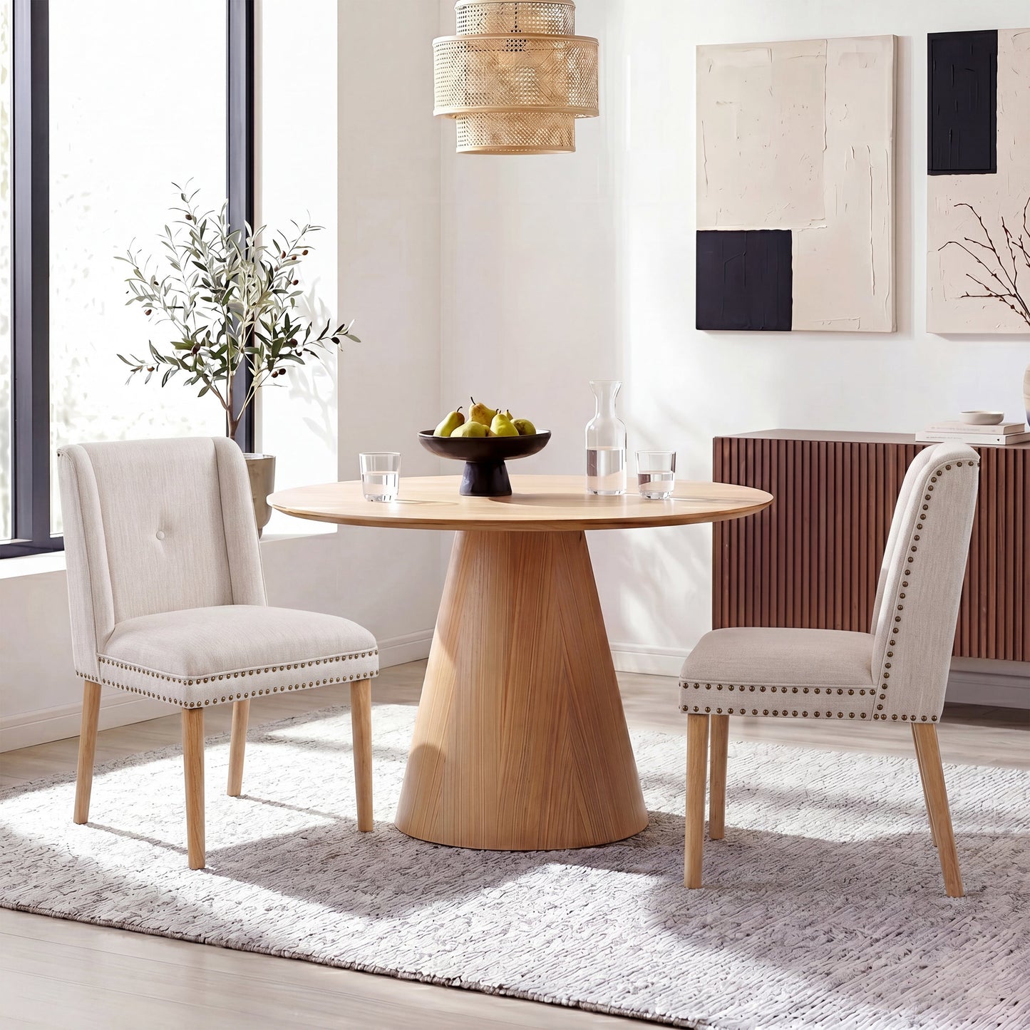 Light Luxury Rivet Upholstered Dining Chair Set of 2