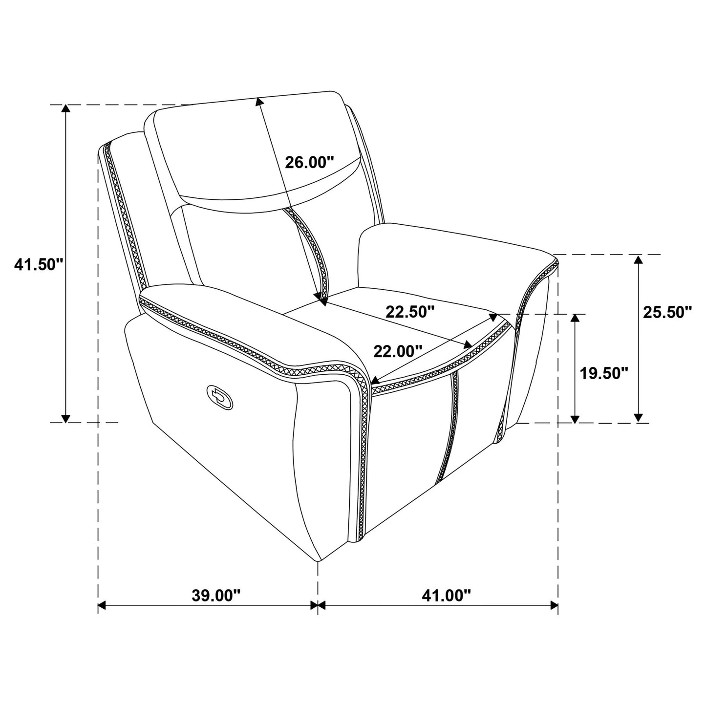 Brier - Upholstered Padded Arm Recliner Chair With Manual Recline And Pillowtop Arms - Blue