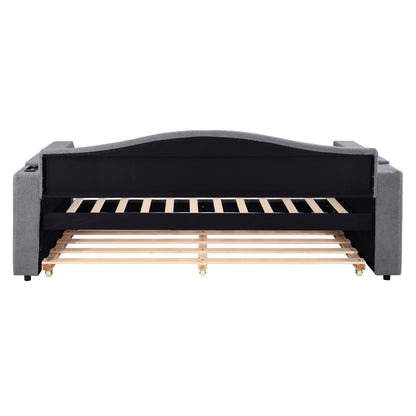 Upholstered Daybed With Storage Armrests, Trundle And Latest Integrated tooth Audio System