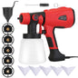 ElectricÊPaint SprayerÊHVLP Spray Painting Gun Handheld Painter with Different Spray Patterns 5 Nozzles 800ML Detachable Cup Flow Adjustable Length Ad