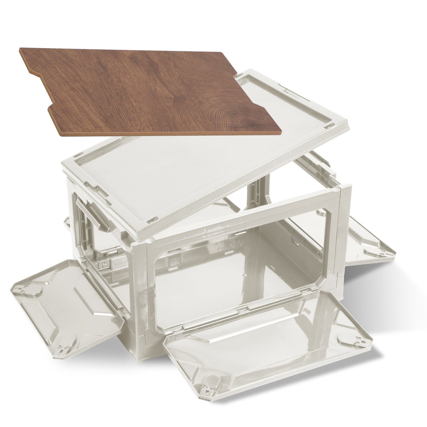 Collapsible Storage Bin – Stackable Organizer with Wheels & Lockable Doors