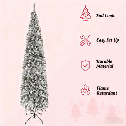 9ft Flocked Christmas Tree with Faux Snow
