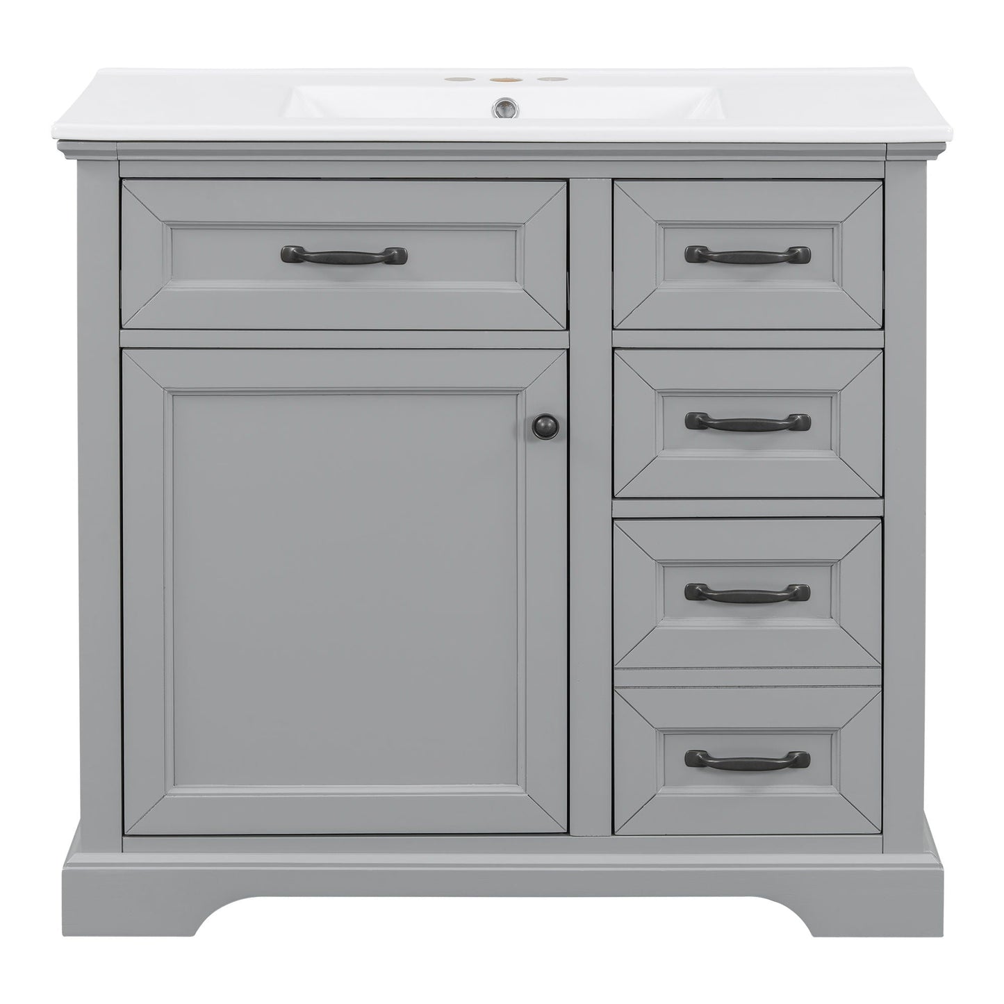 36" Bathroom Vanity With Sink, 2 Tip-Out Drawers, Soft Close Hinges
