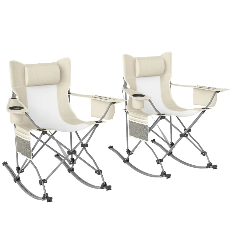 Set of 2 Rocking Park Chairs - Portable Folding Camping Chairs