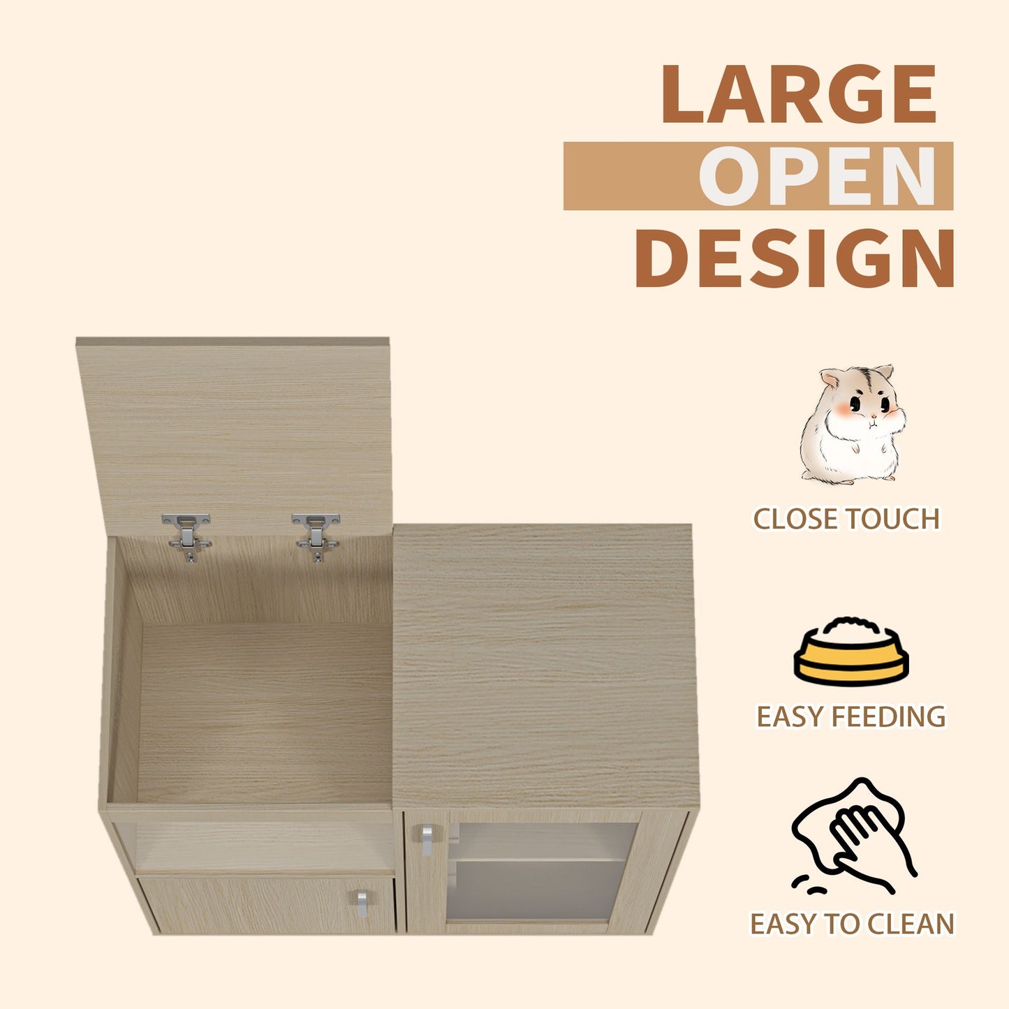 4 Tier Hamster Cage With Acrylic Windows And Storage Cabinet