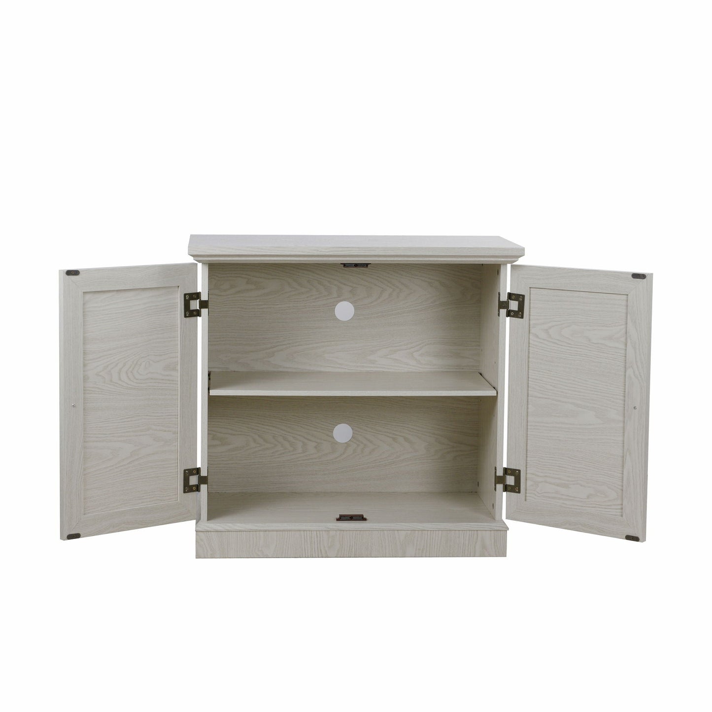 Sideboard Cabinet With Mirrored Doors, Adjustable Shelf, Metal Handles