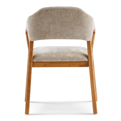 Indoor Upholstered Dining Chair Set of 2 - Oatmeal / Teak