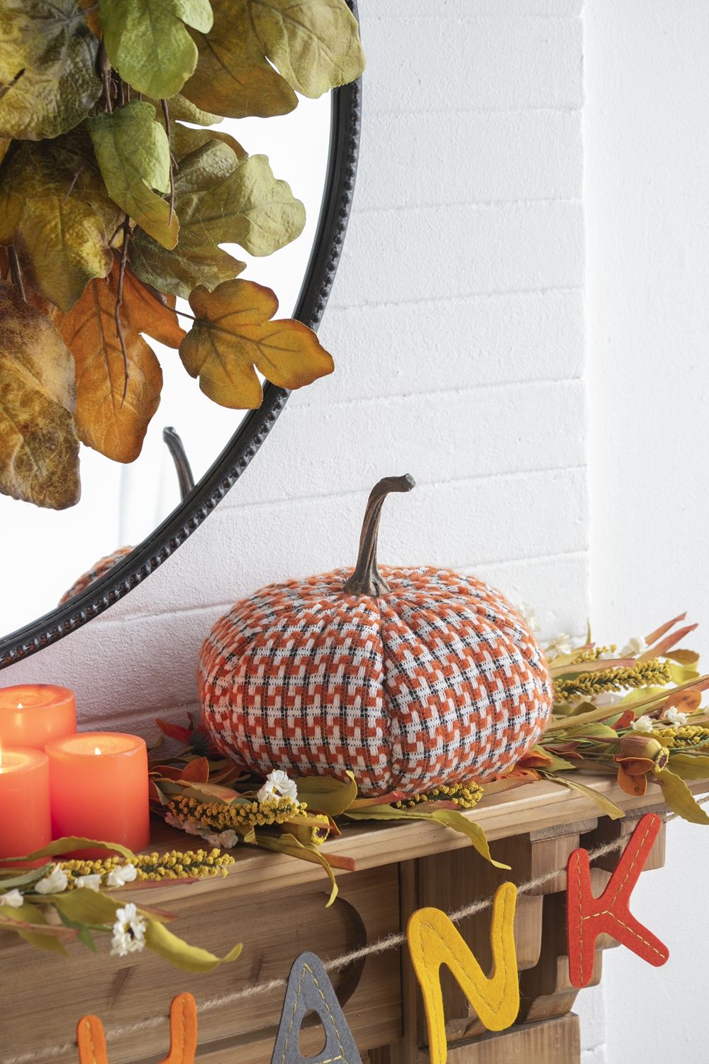 Pumpkin Ornament Decor For Holiday Harvest Festival Fall Festival & Thanksgiving (Set of 2) - Orange Multi