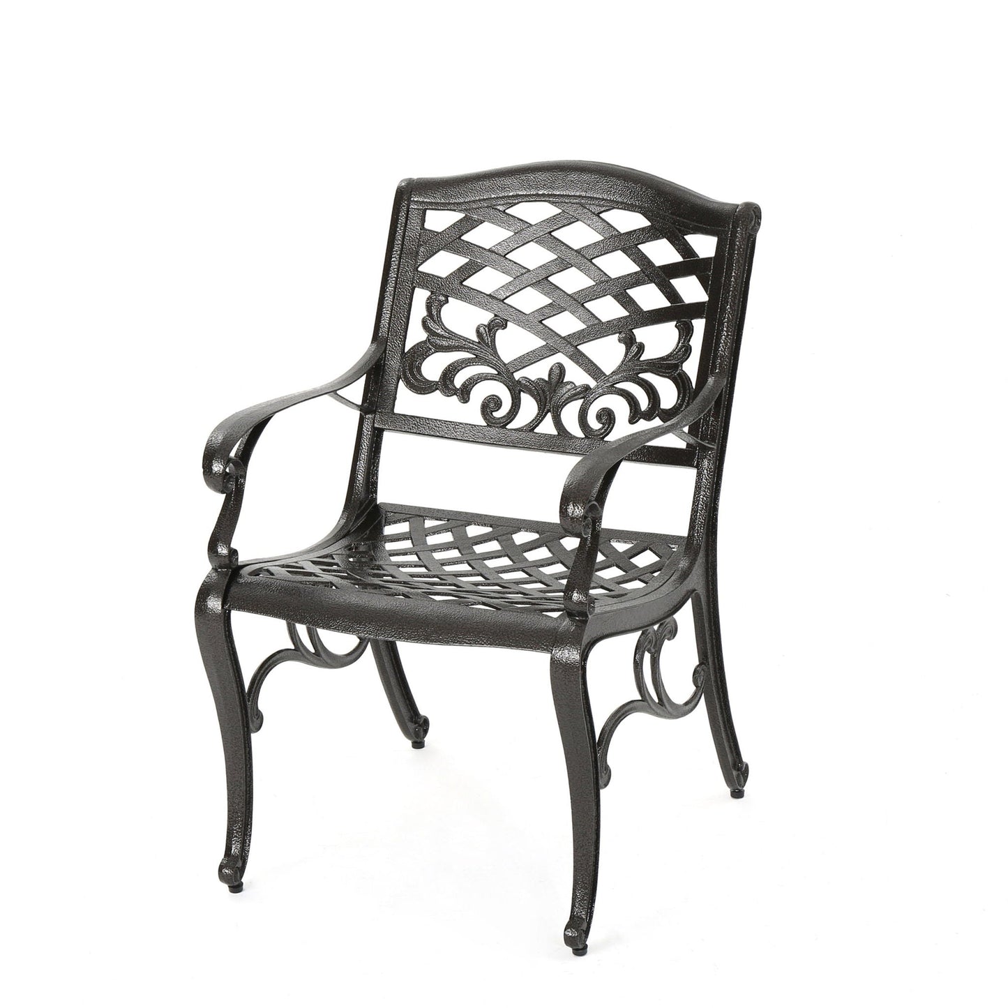 Luminea Outdoor Aluminum Dining Chair with Scroll Design, Bronze