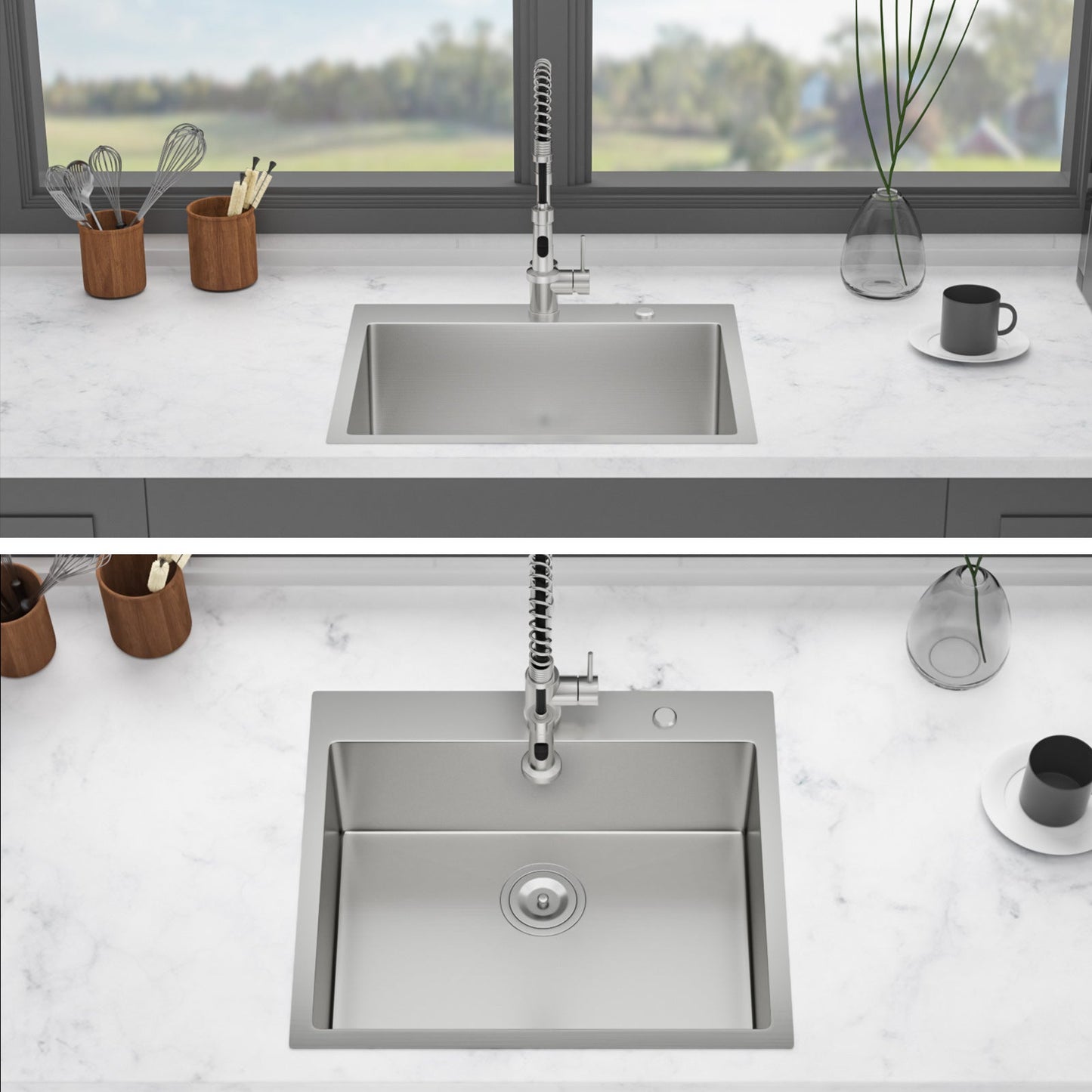 24 x 18 x 9 Inch Kitchen Sink Drop-In 16 Gauge Stainless Steel