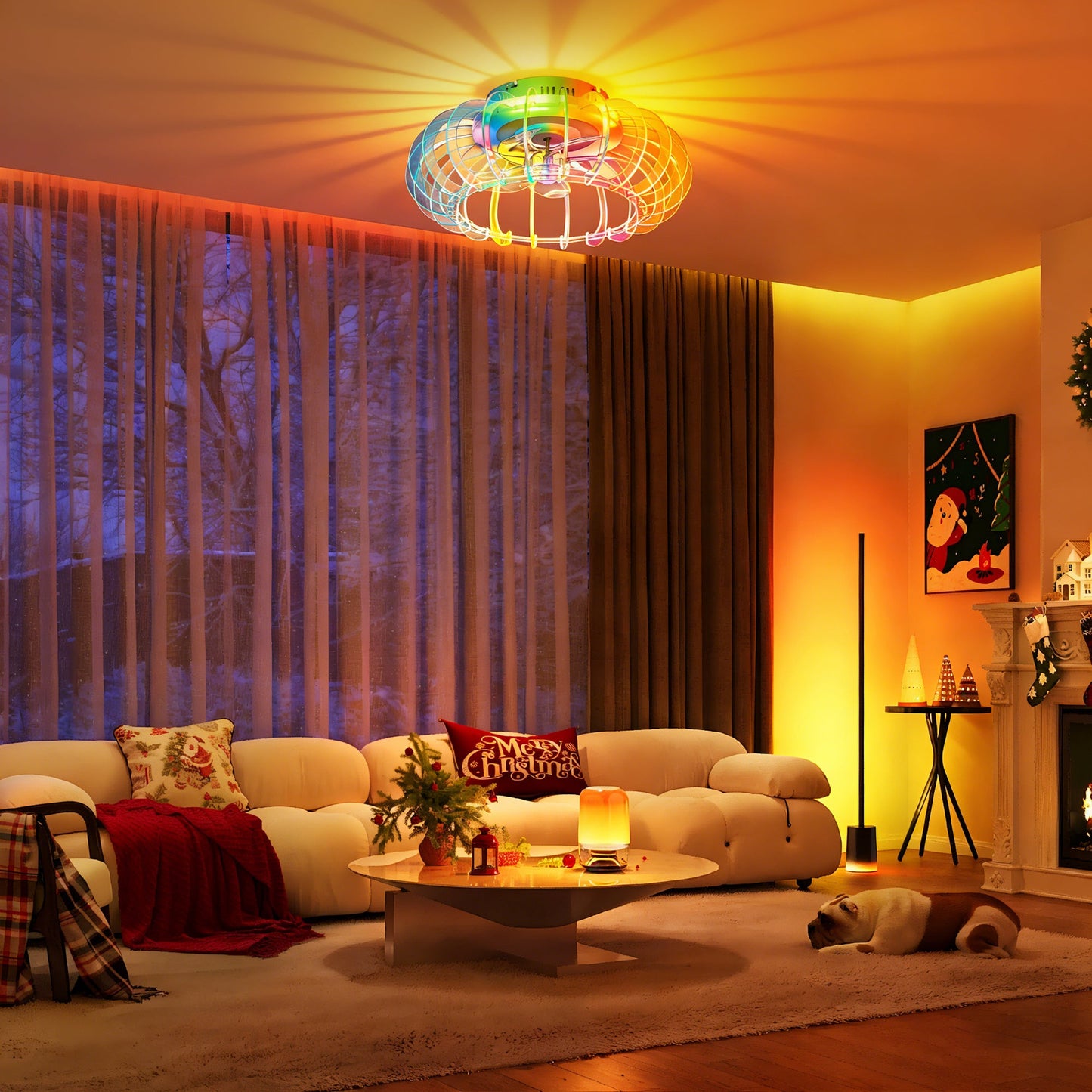 21'' Low Profile Bladeless Ceiling Fan with Lights