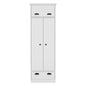 Dresser Closet With Upper Storage Covered With 1 Door, 2 Central Shelves, 1 Tube For Hanging Clothes Covered By 2 Doors, 1 Drawer At The Bottom - White