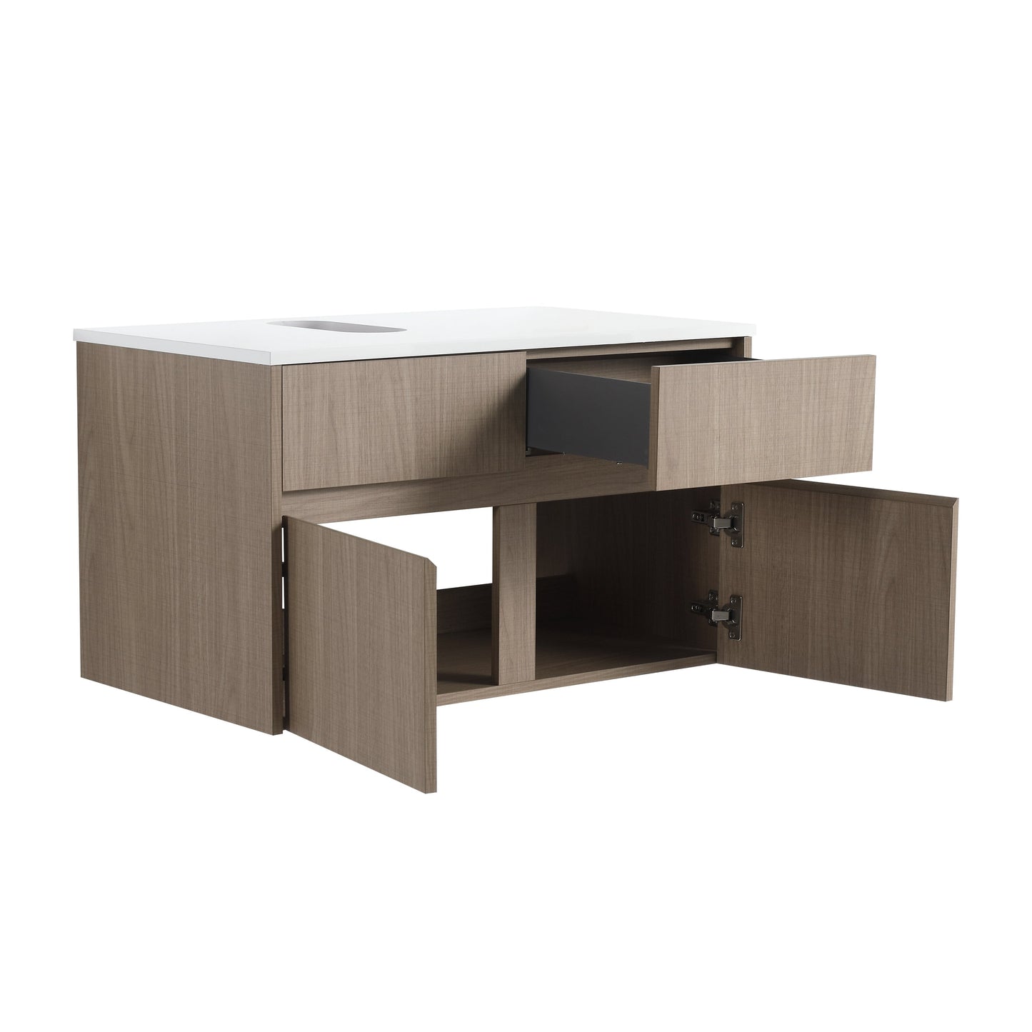32-Inch Wall-Mounted Bathroom Vanity with Soft Close Doors and Drawer