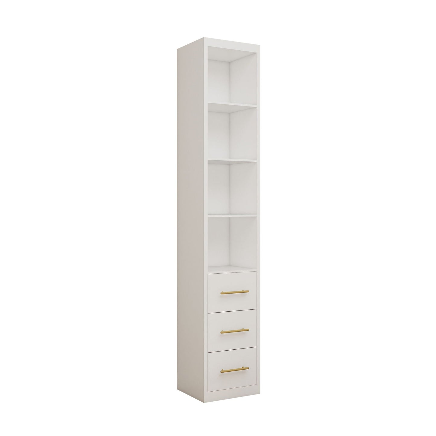 Tall Storage Cabinet With 3 Drawers For Bedroom - White