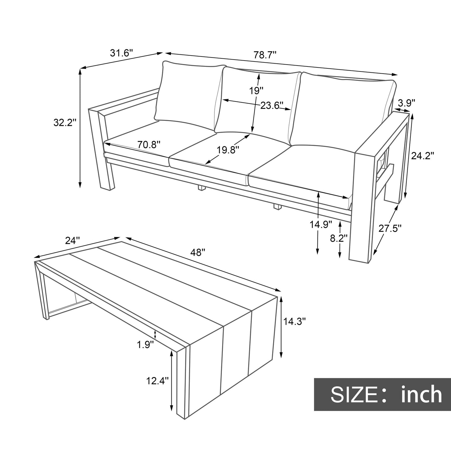 4 Piece Patio Sofa Set